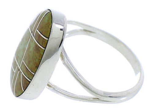 Turquoise Inlay And Silver Southwest Jewelry Ring Size 5-1/4 TX39013